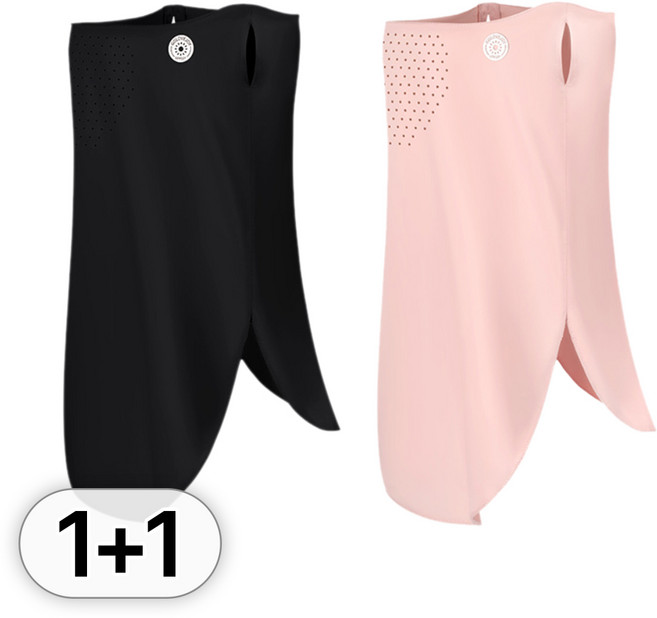 투데이리빙 1+1 자외선 차단 스포츠 골프 마스크 얼굴 햇빛 가리개 여름용 쿨마스크, R98051C(블랙+핑크, 롱타입, 2개