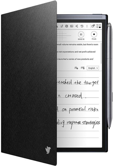 IFLYTEK AINOTE Air2 메모 태블릿 8.2인치용 보호 폴리오 케이스 프리미엄 PU 가죽 슬림하고 가벼우며 E-Ink 필기 태블릿용 펜 클립이 있는 내구성 있는, 블랙