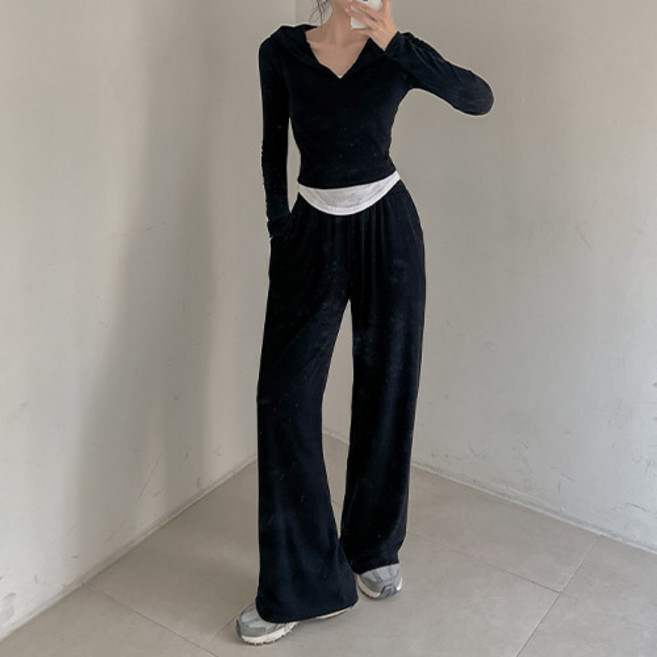 [메이빈스][2천장돌파/MADE] 린 레이어드 티셔츠&팬츠set