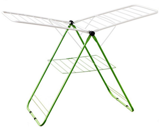 [둘더스] 튼튼하고 안정적인 철재 빨래건조대 대형, 그린+화이트, 1개