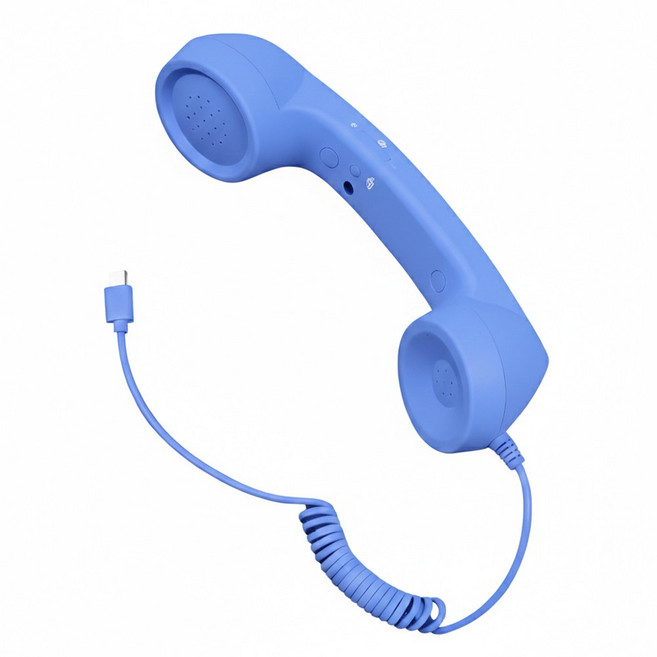 UB C타입 레트로 수화기 Y2K 스마트폰 전화기 헤드폰, 1개, 블루