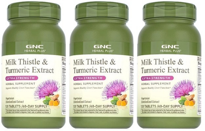 GNC 밀크 시슬 & 강황 추출물 엑스트라 스트렝스 60데이 타블렛, 3개, 120정