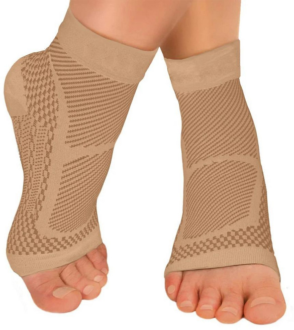 발바닥 압축 양말 발목 슬리브 일상 사용 버팀대, 1개, 색상: 1. beige / 크기: C. M
