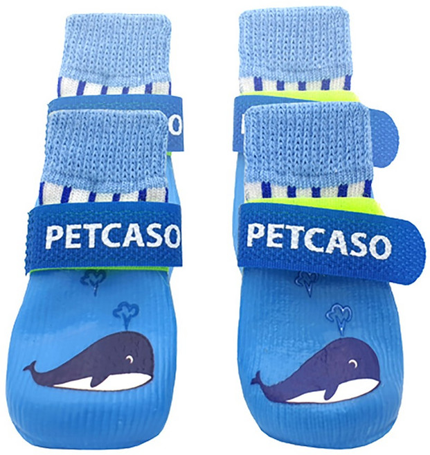 펫카소 강아지 방수양말 겸 미끄럼방지 신발, 고래, 1세트