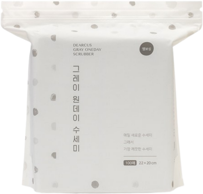 디어커스 원데이 수세미 엠보싱, GrayColor, 100개, 10개