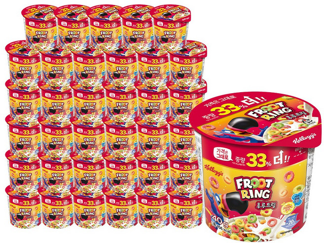 켈로그 시리얼 후르트링 컵 40g (12개입) x 3박스, 36개