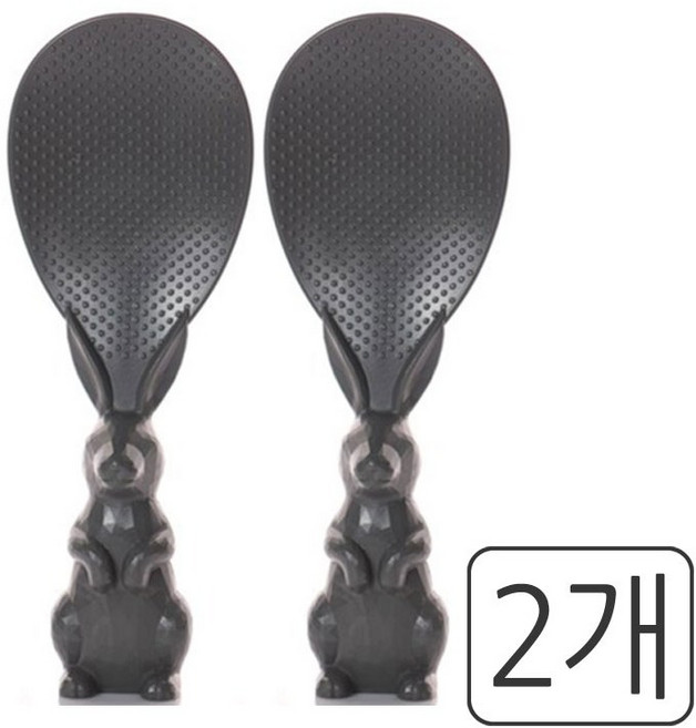 레몬글라스 쁘띠래빗 토끼모양 스탠딩 주걱 일반형 2P 세트, 2개, 그레이