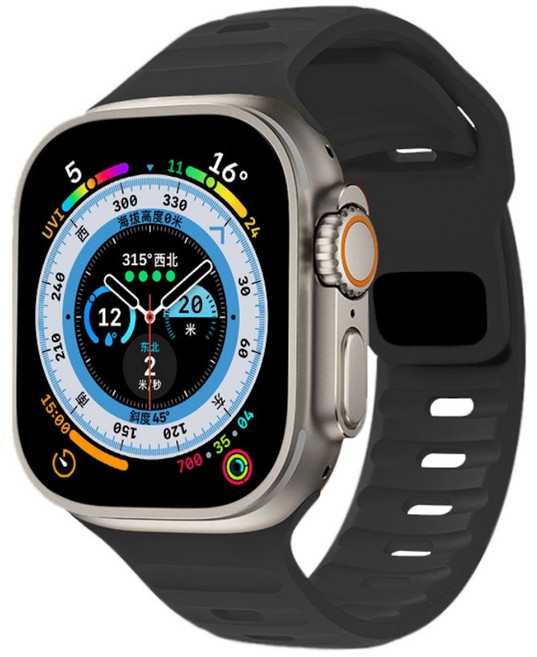 Fegwilde 애플워치 호환 계단 실리콘 스포츠 스트랩 밴드 11 10 9 8 7 6 SE1/2/3 49/45/44/42/41/40/38mm 울트라1/2/3 스트랩, 검은색