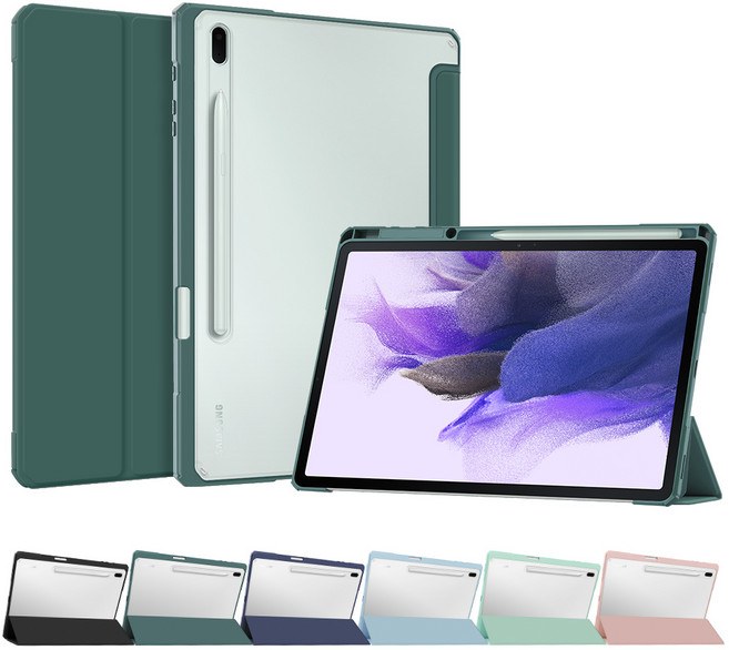 갤럭시탭 S8+ S7+ 플러스 S7FE 슬림 고투명 케이스 S펜수납 클리어, 네이비, 1개