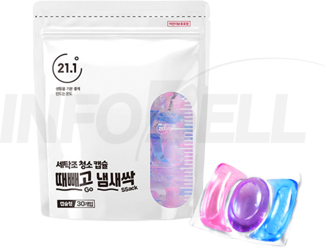 [TV홈쇼핑정품 인포벨]때빼고 냄새싹 고농축 캡슐 청소 세제 드럼 통돌이 세탁기 세탁조 크리너, 390g, 1개