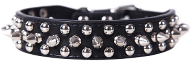조정 가능한 가죽 애완견 목걸이 넥 스트랩 용품 PU 펑크 리벳 스파이크 개 작은 고양이 애완 동물, [01] Black, [03] S, 1개