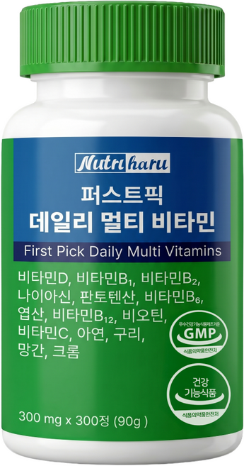 뉴트리하루 퍼스트픽 데일리 멀티비타민 14in1 올인원 영양제 식약청 인증, 1개, 300정
