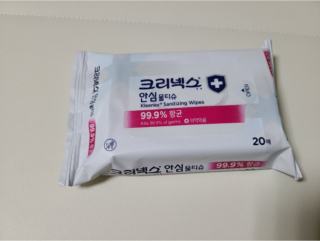 크리넥스 안심 99.9% 항균 60매 물티슈 캡형, 20개입, 1개