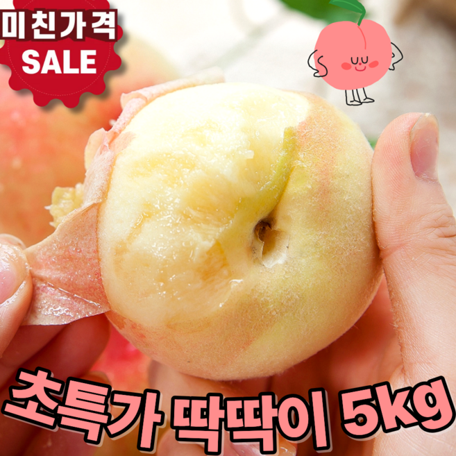 [한정수량] 고당도 아삭달콤 딱딱이 복숭아 5kg 산지직송, 1박스, 혼합과 (실속초특가)