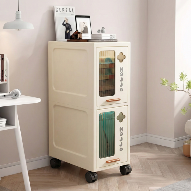 홈위시 다용도 틈새수납장 냉장고 주방 이동식 슬림 트롤리 세탁실 수납장, 2단