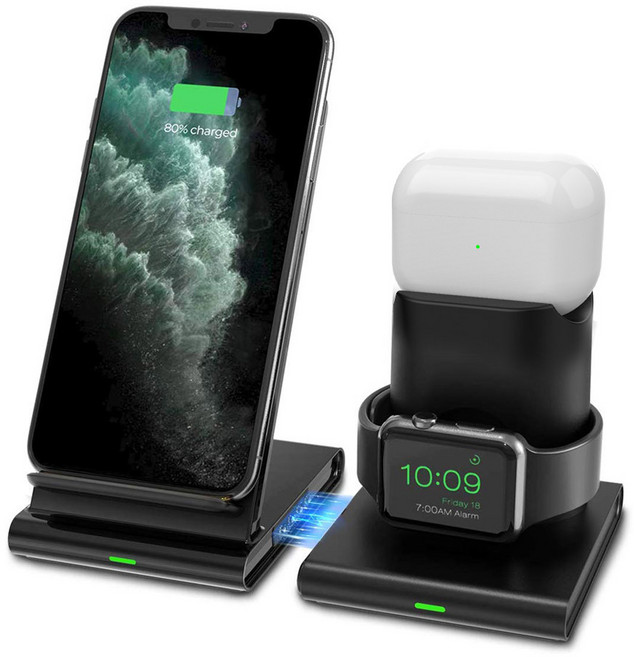 애플워치 아이폰 에어팟 프로 3in1 충전 고속 무선 충전기 거치대 애플충전독, 3in1 블랙, 1개