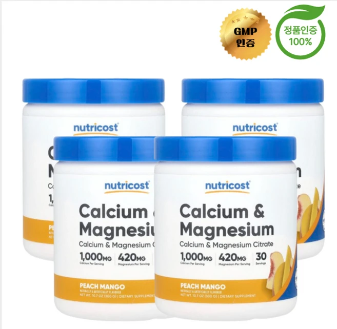 2+2 뉴트리코스트 칼슘 마그네슘 복숭아 망고 300g, 4개 - 쿠팡