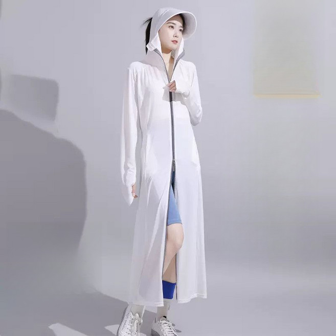 해피유통 여성 롱 아이스 래쉬가드 여름 롱 블라우스 자외선 차단 아웃도어 전신 래쉬가드 jhXG12, L, B흰색