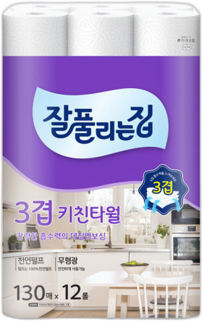 미래생활 잘풀리는집 키친타월 3겹, 1세트, 1매