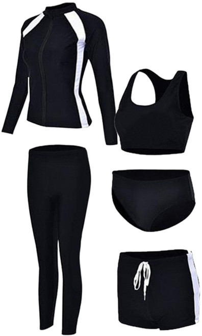 어퍼컷 여성용 래쉬가드 5종 세트, 블랙+화이트