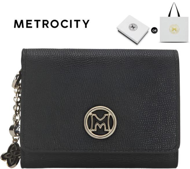 [매장정품]메트로시티 천연 가죽 여성 반지갑 선물포장