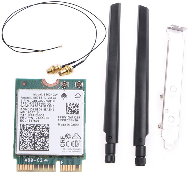 Wi -Fi 데스크탑 키트 9560NGW 확장 Wi -Fi 5GHz BT 5.0 듀얼 밴드 +안테나 브래킷, 1개