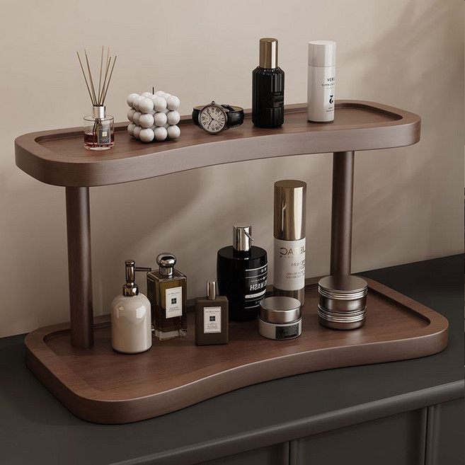 비비드 벌브 미니 2단 우드 선반 정리함 악세사리 소품 진열대, 1개, 호두나무