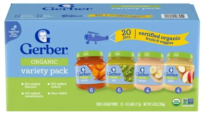 거버 1st 푸드 오가닉 베이비 푸드 프룻 앤 베지 밸류팩, 20개, 113g, 유기농 혼합팩