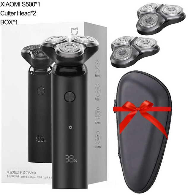 남자 전기면도기 휴대용 미니 헤어 전기 면도기 클리퍼 남성용 트리플 블레이드 트리머 건식 습식 면도 세척 가능 수염 커팅 머신, 03 2pcs Cutter Add box