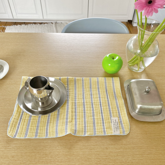 국내산 핸드메이드 거즈 면 행주 키친크로스 핸드타올, 1개, 캔디노랑