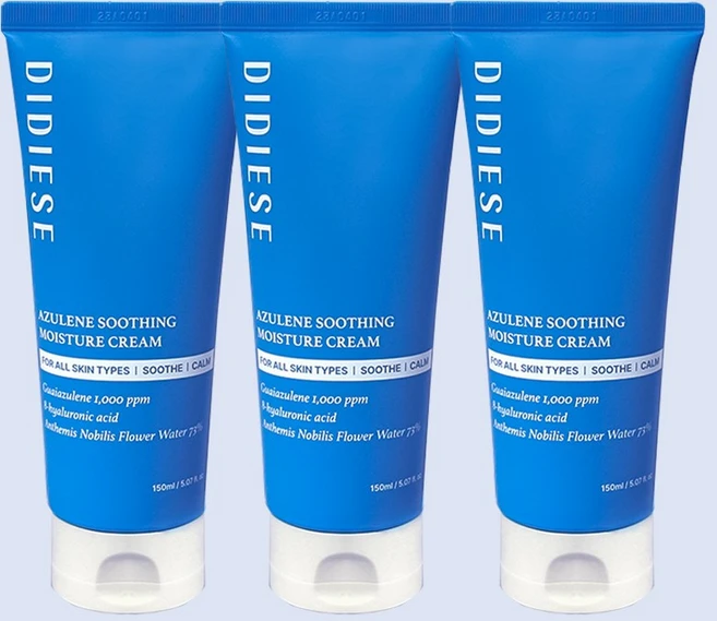 [디디에즈] 아줄렌 수딩 모이스처 크림 피부진정 열감 장벽강화 보습 수분 로션, 3개, 150ml - 쿠팡
