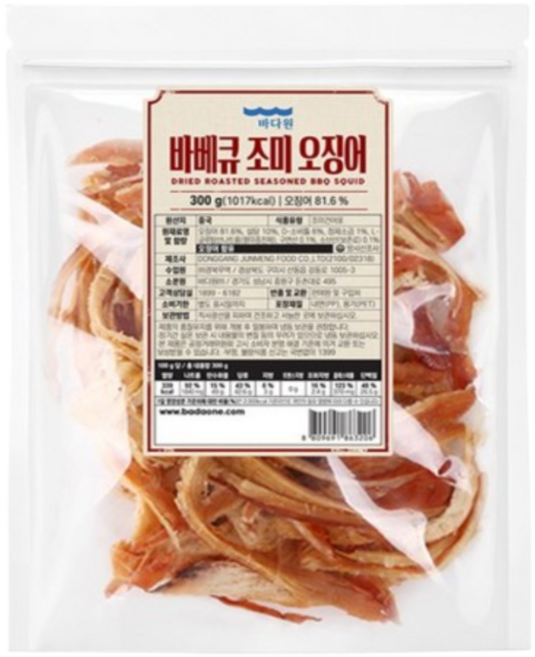 바다원 바베큐 조미 오징어, 300g, 1개