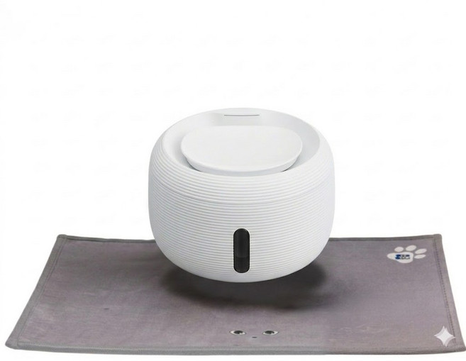 페키움 고양이 강아지 애견 자동 조명 정수기 음수대 급수기 라이트, 화이트, 1세트, 페키움 정수기라이트 매트 세트 (야옹이)