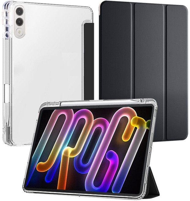 스냅케이스 레노버 요가탭 11.1 Ai / 샤오신패드 프로 GT 케이스 투명 북커버, 블랙, 1개