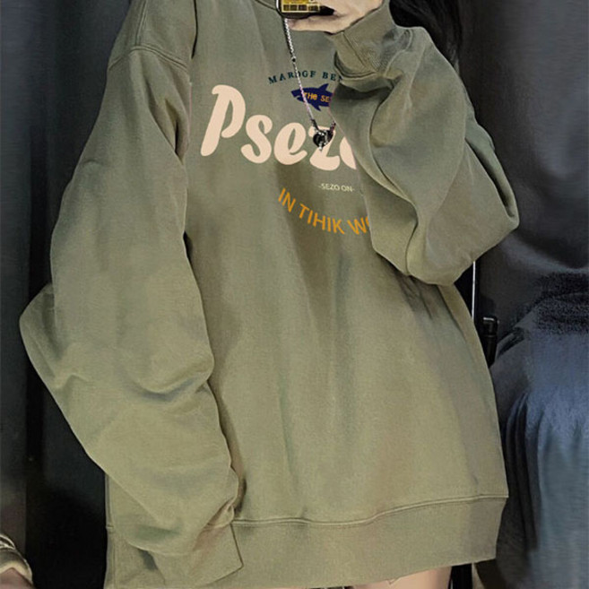 여성 순면 아메리칸 빈티지 라운드 빅사이즈 후드긴팔 상의 맨투맨 고급스러움