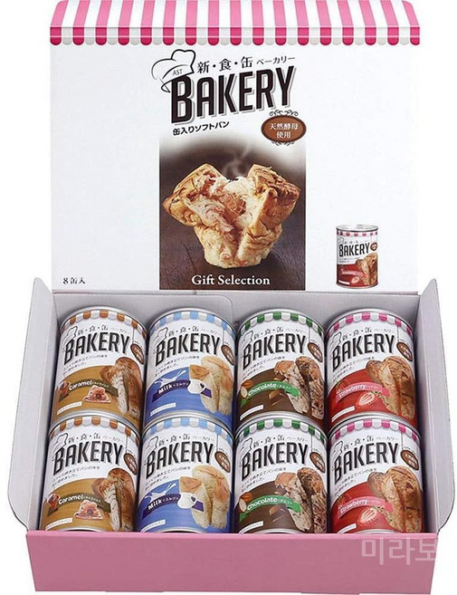 빵통조림 방재용 비축 신 · 식 캔 【 3년 보존 가능! 포장 소프트 【8 팩β】(카라멜 × 2 딸기 우유 초코 2)】 베이커리 8들이 빵 통조림 량, 1