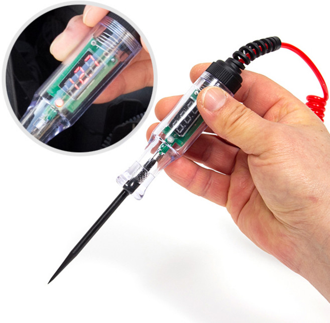 ZIO-BIZ 차량용 검전기 배선테스터기 고급형 / LED 디지털 배선테스터기 차량용 자동차 배선 쇼트 단선 체크 전압측정기 전압테스터기 전류테스터기 검전기, 1개