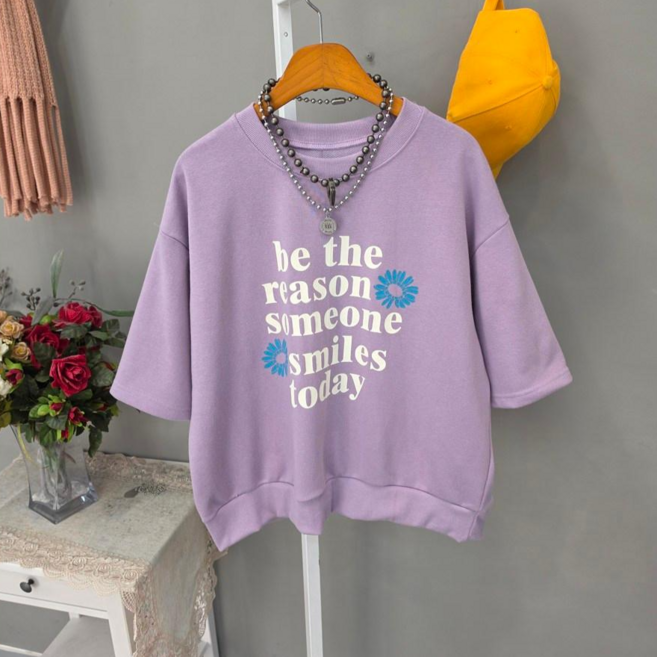 썸원 미니쭈리 크롭 반팔맨투맨