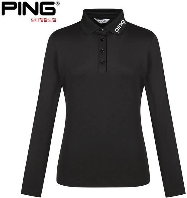 핑 PING 2024년 가을 여성 로고 카라 긴팔 티셔츠 121D3TO952_BK_HDD
