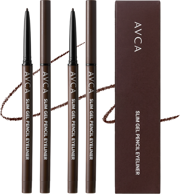 아브카 슬림 젤 펜슬 아이라이너 마호가니 딥브라운 0.07g 2개, 다크브라운, 1개