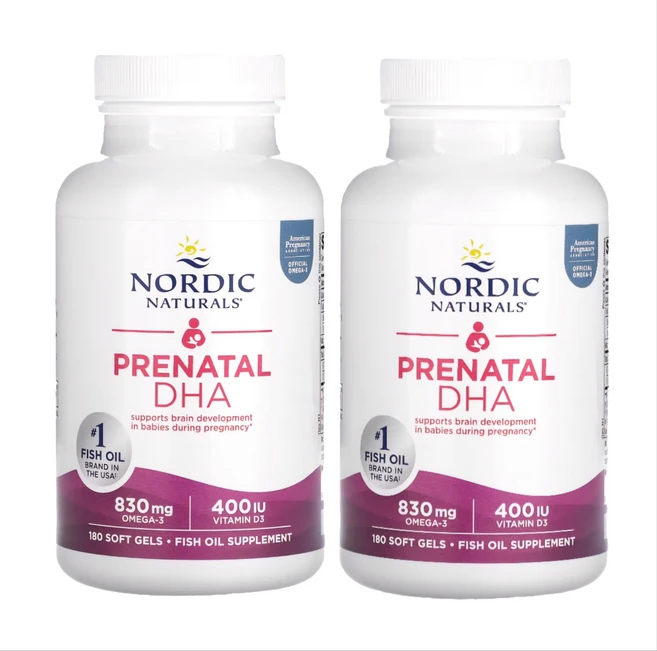 노르딕 내추럴스 프리네이탈 DHA 830mg 임산부 오메가3+비타민D 400IU함유 180소프트젤 2통, 180정, 2개 - 쿠팡
