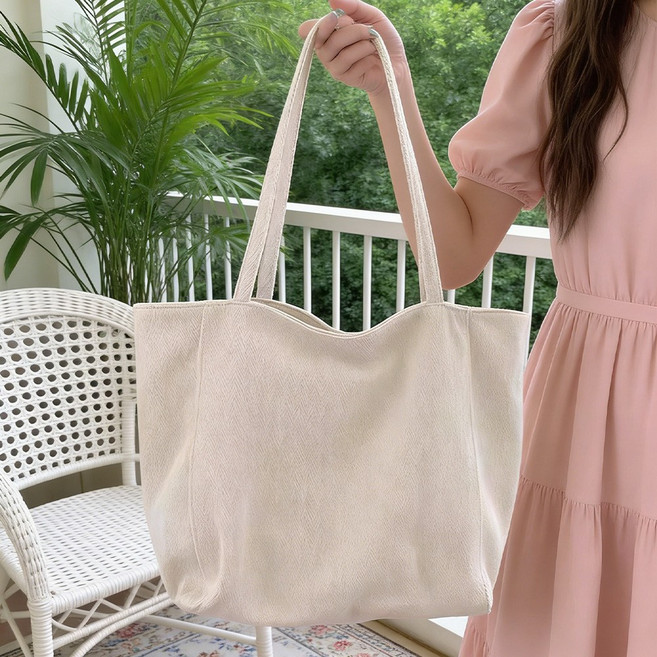 대용량 여성 캔버스 백 가벼운 에코 숄더백 일상캐주얼 안전지퍼 데일리백