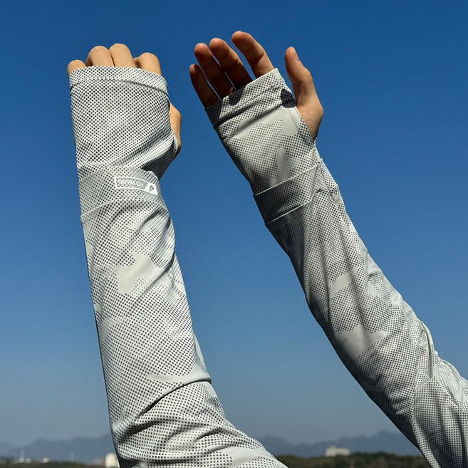 防曬冰絲涼感袖套組 抗UV 機車/騎車 男女通用, 1個, 袖套【迷彩白色】, 迷彩白色