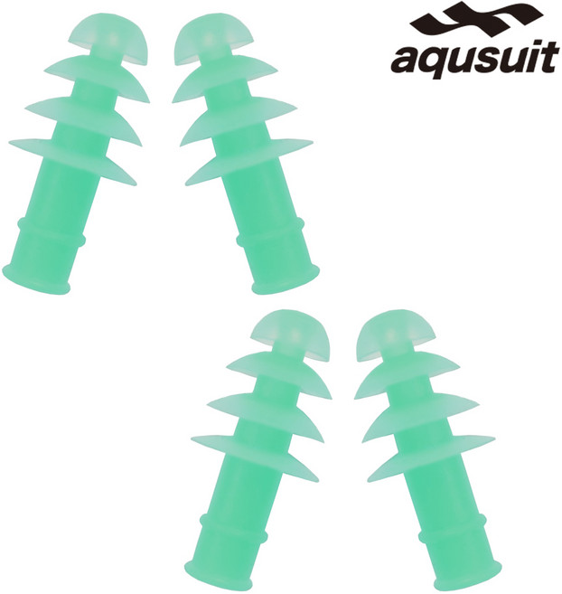 국내생산 아퀴스트 수영 실리콘 귀마개 소음방지 이어플러그 4단 4P 세트, 그린, 1개