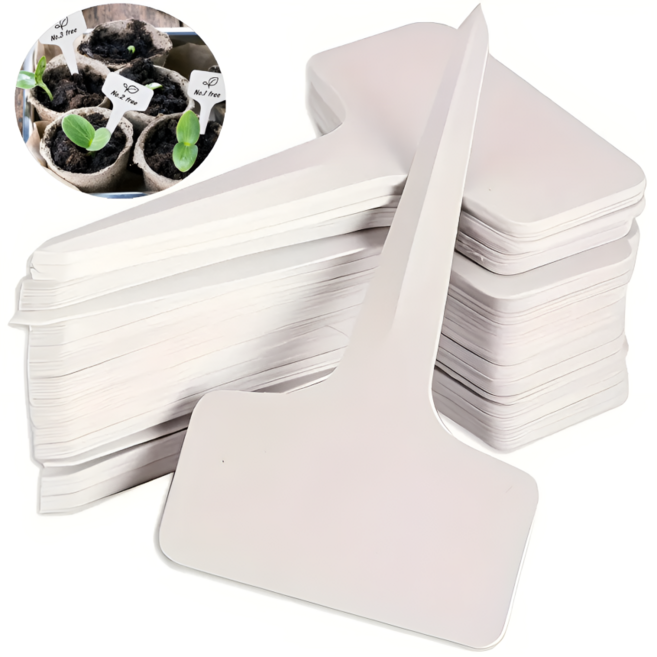 원예 농업용 식물 라벨 T자형 방수 PVC 재질 난초 및 꽃 라벨 흙표기 식물표시 네임텍 100p세트, 10*6cm, 화이트, 100개