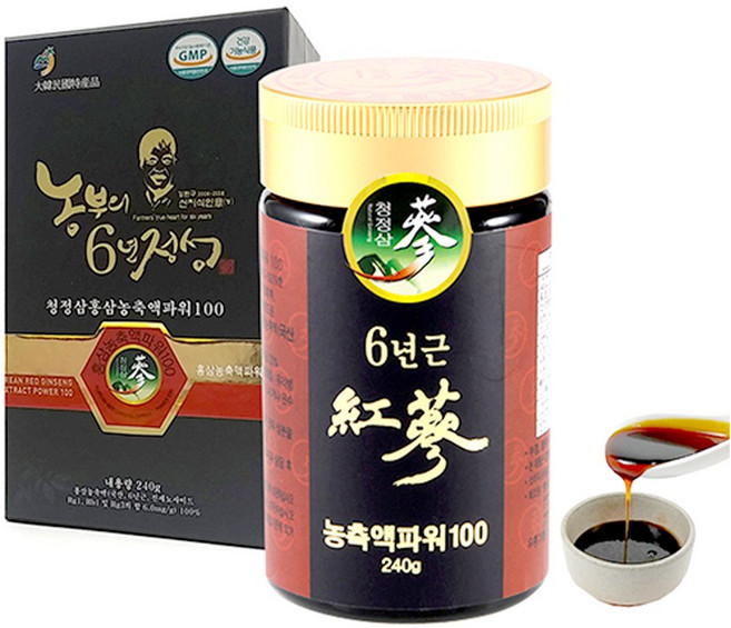6년근홍삼 홍삼농축액 100% 진액 홍삼 액기스 홍삼정, 240g, 1세트