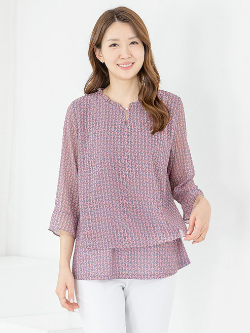 모슬린 엄마옷 블라우스 쉬폰 7부 이중 603FGH226 마담/중년여성/빅사이즈/50대/60대