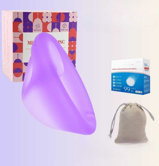 커멘 생리디스크 포이컵 생리컵 여성용 컵 가능 재사용 탐폰 월경, 손잡이형 - 핑크 - S