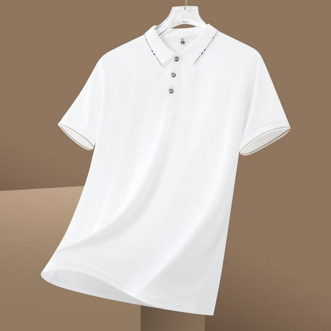 polo衫男士 短袖T恤 夏季薄款翻領短T 素色商務休閒T恤上衣 【M-5XL】通勤短袖