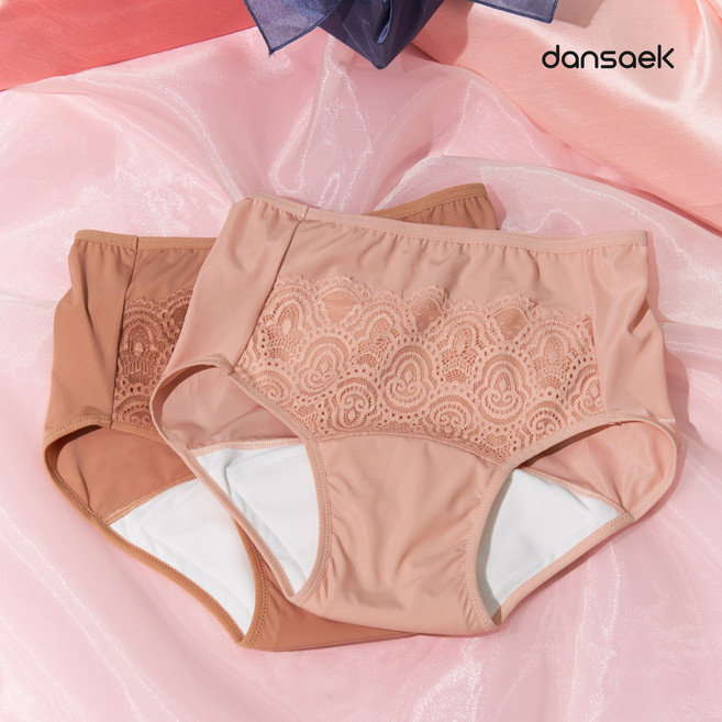 1+1 단색 요실금 70cc 논샘 안심팬티 빨아입는 쉬펜드 레이스 2p 세트 (대용량 흡수 방수 위생팬티 여자 요실금팬티 효도 엄마선물)